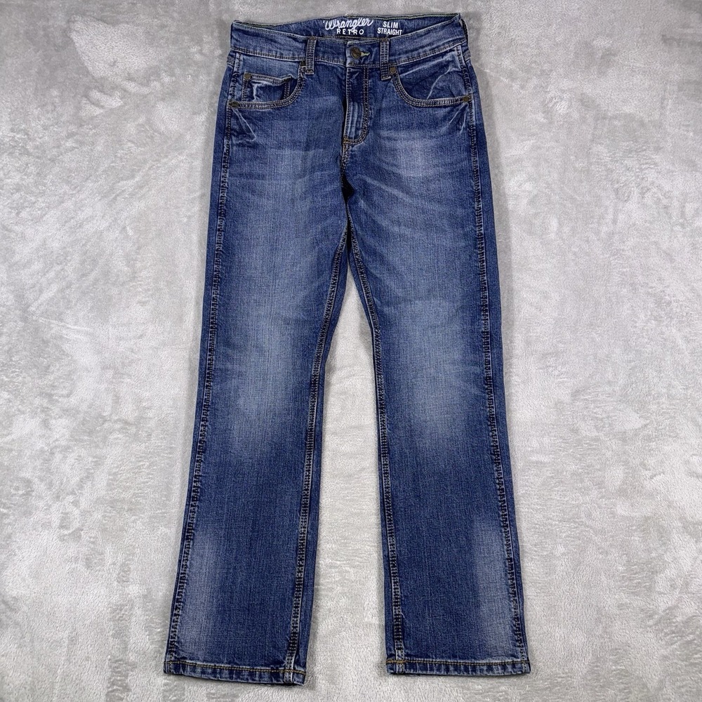 Wrangler Jeans Mens 29x32 Blue Retro Slim Straight Denim Cowboy Western Rodeo